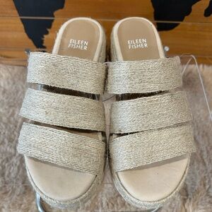Eileen Fisher Women's Cream Espadrille Slides